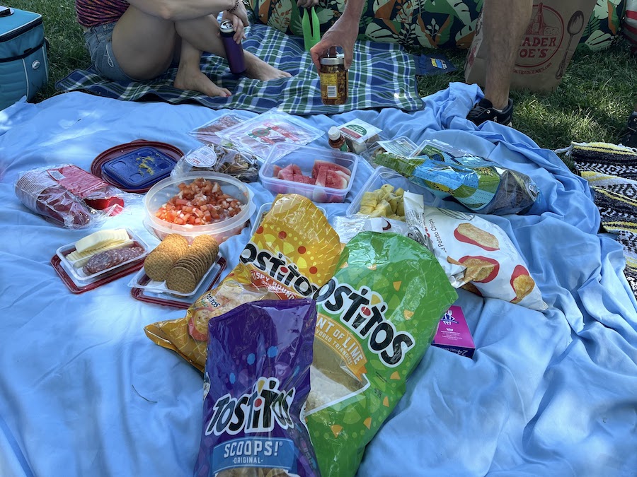 food and drinks on a blanket for a picnic in central park | Better Together Here 