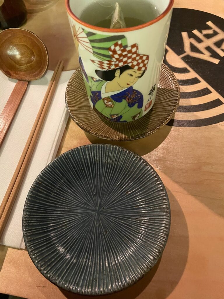 beautiful green tea mug at kin ramen | Better Together Here 