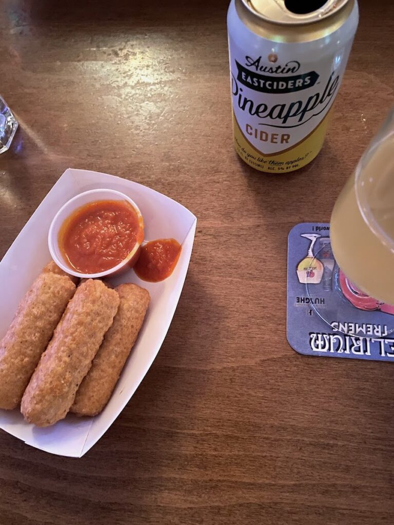 mozzarella sticks and a pineapple cider at valhalla | Better Together Here