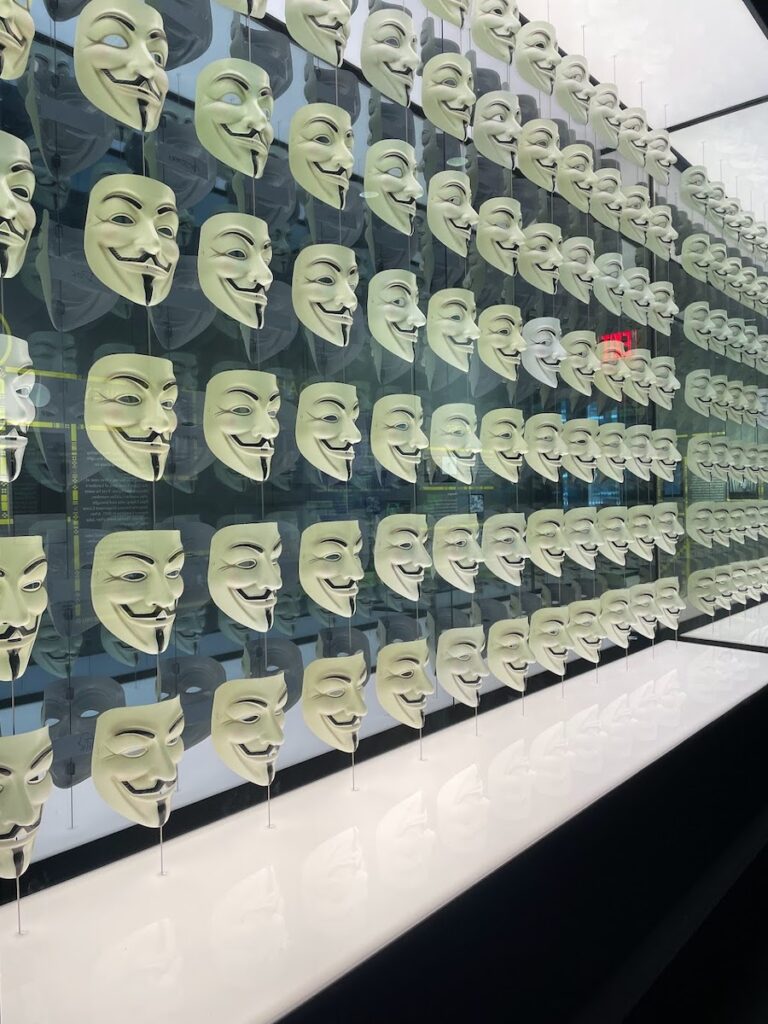 anonymous masks at spyscape museum | Better Together Here