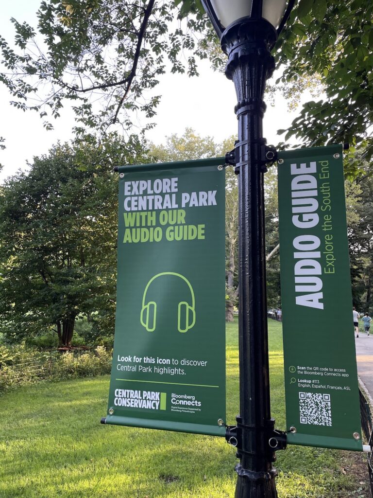 what the central park audio guide signs look like | Better Together Here