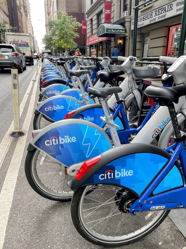 row of citi bikes which are great for getting around central park | Better Together Here