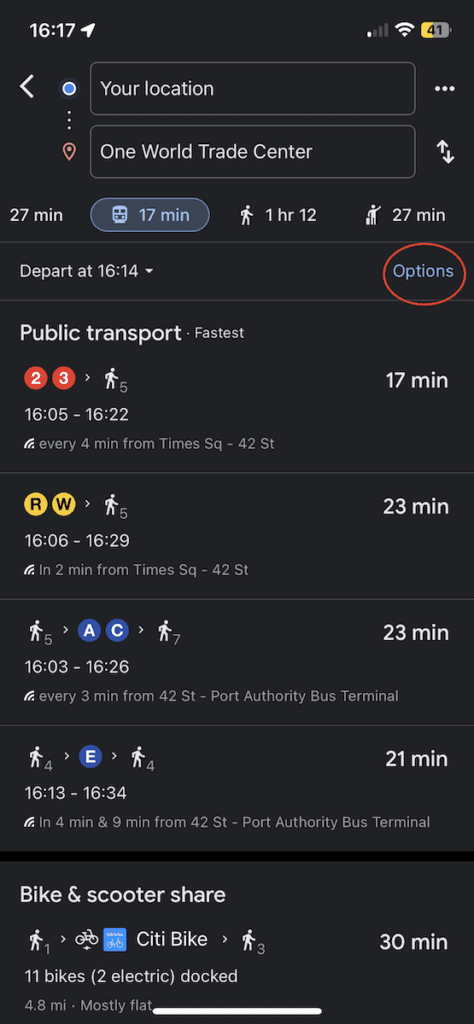 how to use the google maps options feature to change preferences for routes | Better Together Here