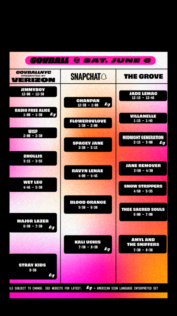 saturday gov ball 2026 phone wallpaper set times | Better Together Here